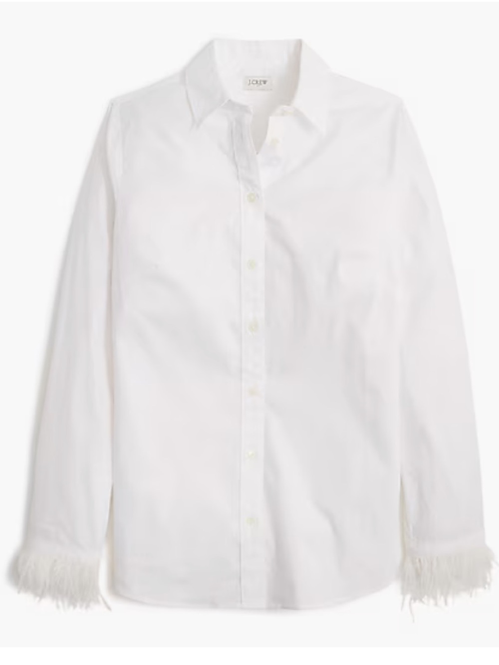J. Crew Signature Fit White Feather Trimmed Button Up